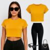 Mustard Luxe Crop Tee
