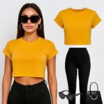 Mustard Luxe Crop Tee