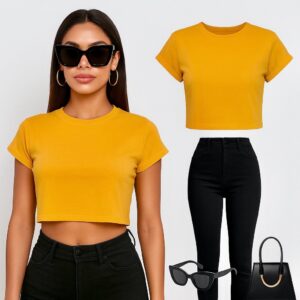 Mustard Luxe Crop Tee
