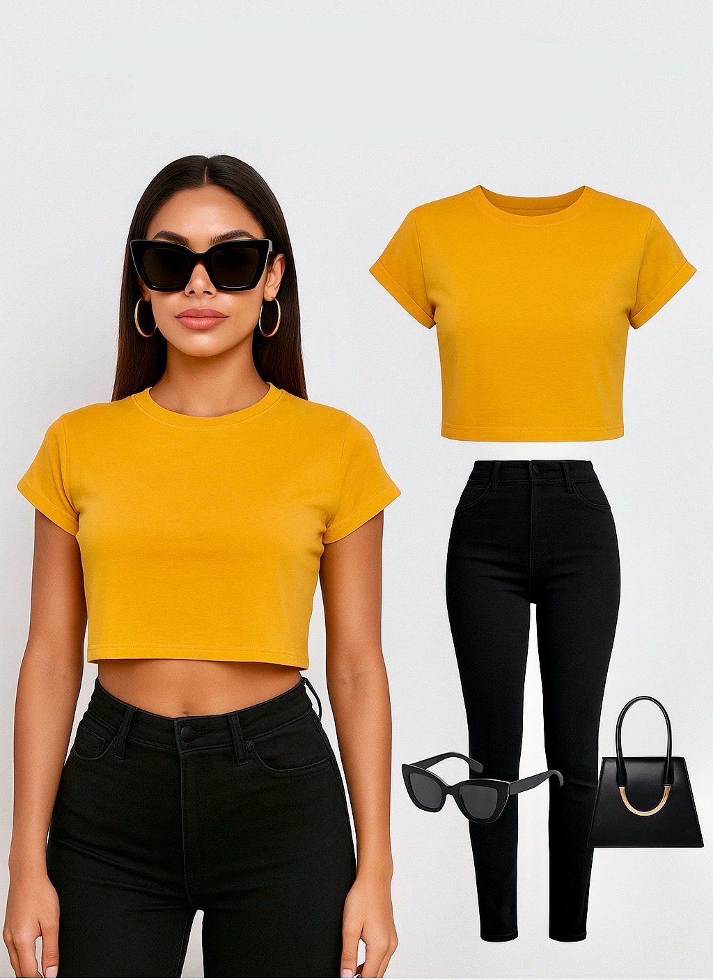 Mustard Luxe Crop Tee