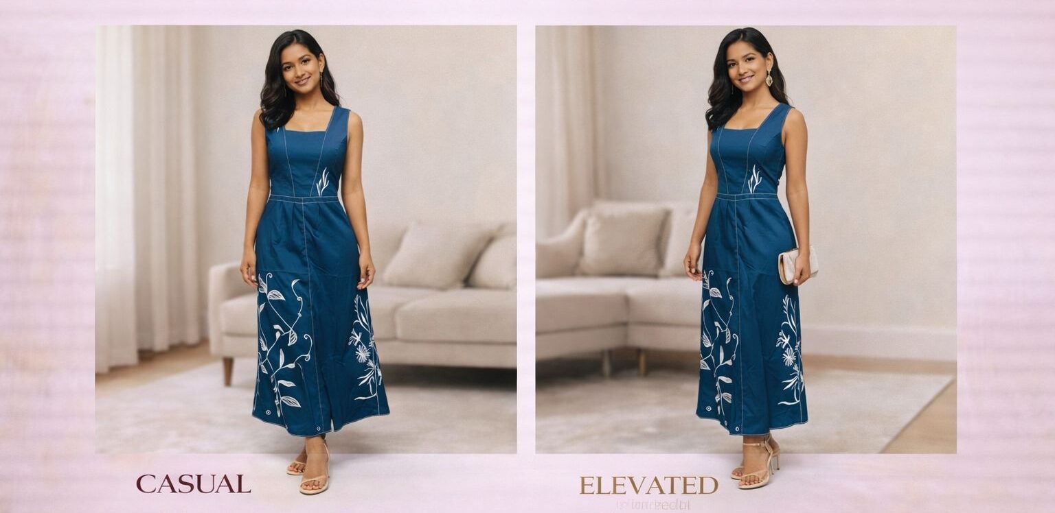 The Azure Bloom Midi Dress