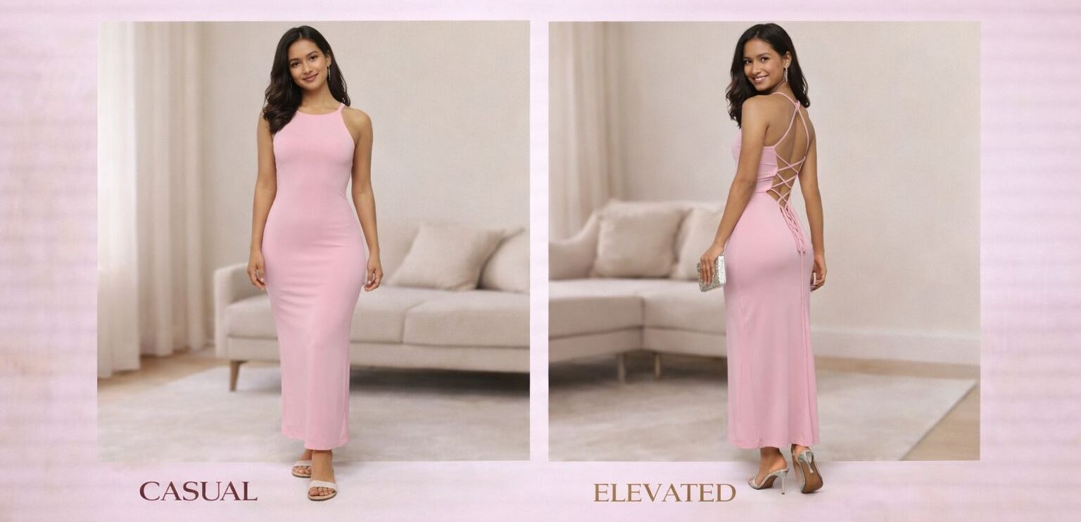 The blush laced maxi dress