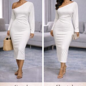 The Ivory Muse one-Shoulder Midi