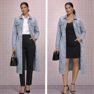 Denim trench coat