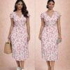 The blush bloom midi dress