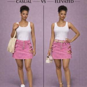 The pink pop denim skirt-shorts