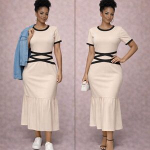 The noir trim midi dress