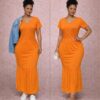Orange tiered maxi dress