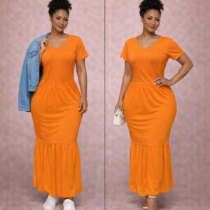 Orange tiered maxi dress