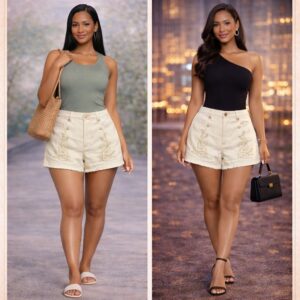 The embroidered muse denim short