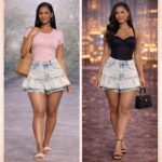 The ruffle edge denim short