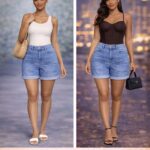 Utility chic denim shorts