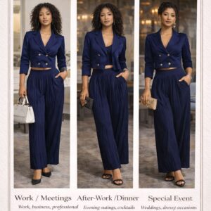 Cropped blazer & Pleaded pants set