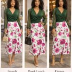 Wrap top and floral skirt