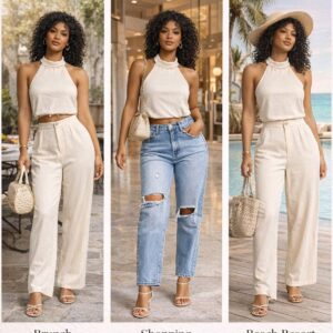 Two piece Halter top with pants