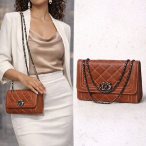 Bronze edge shoulder bag