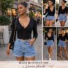 Denim shorts & black crop top