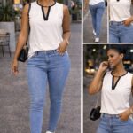 Denim jeans & dress down top