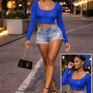 Denim top & mesh top