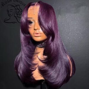 Dark burgundy, Lace wig