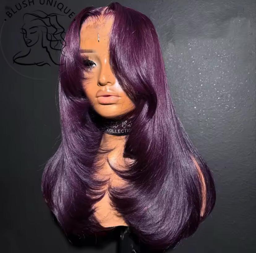 Dark burgundy, Lace wig