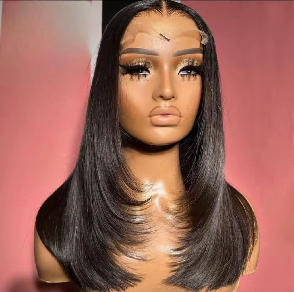 Black, lace frontal wig