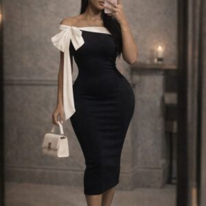 Ivory bow muse dress