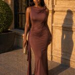 Cocoa drape gown dress
