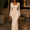 Nude sculpt maxi dress