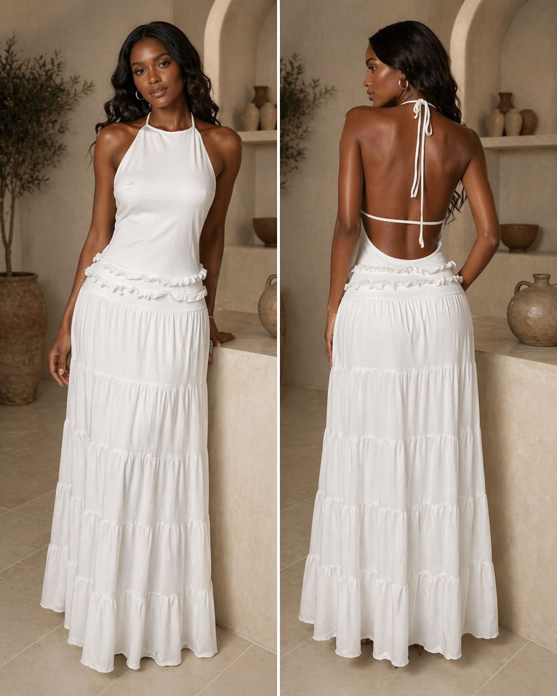 White gown maxi dress