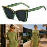 Cat eye fashion glasses - green