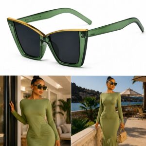 Cat eye fashion glasses - green