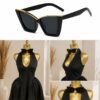 Cat eye fashion glasses - black