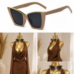 Cat eye fashion glasses - Brown