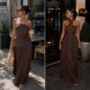After dark Mocha maxi dress