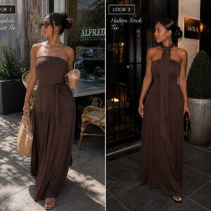 After dark Mocha maxi dress