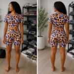 Blue butterfly leopard set