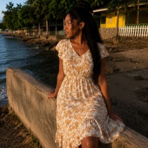 Orange floral breeze dress