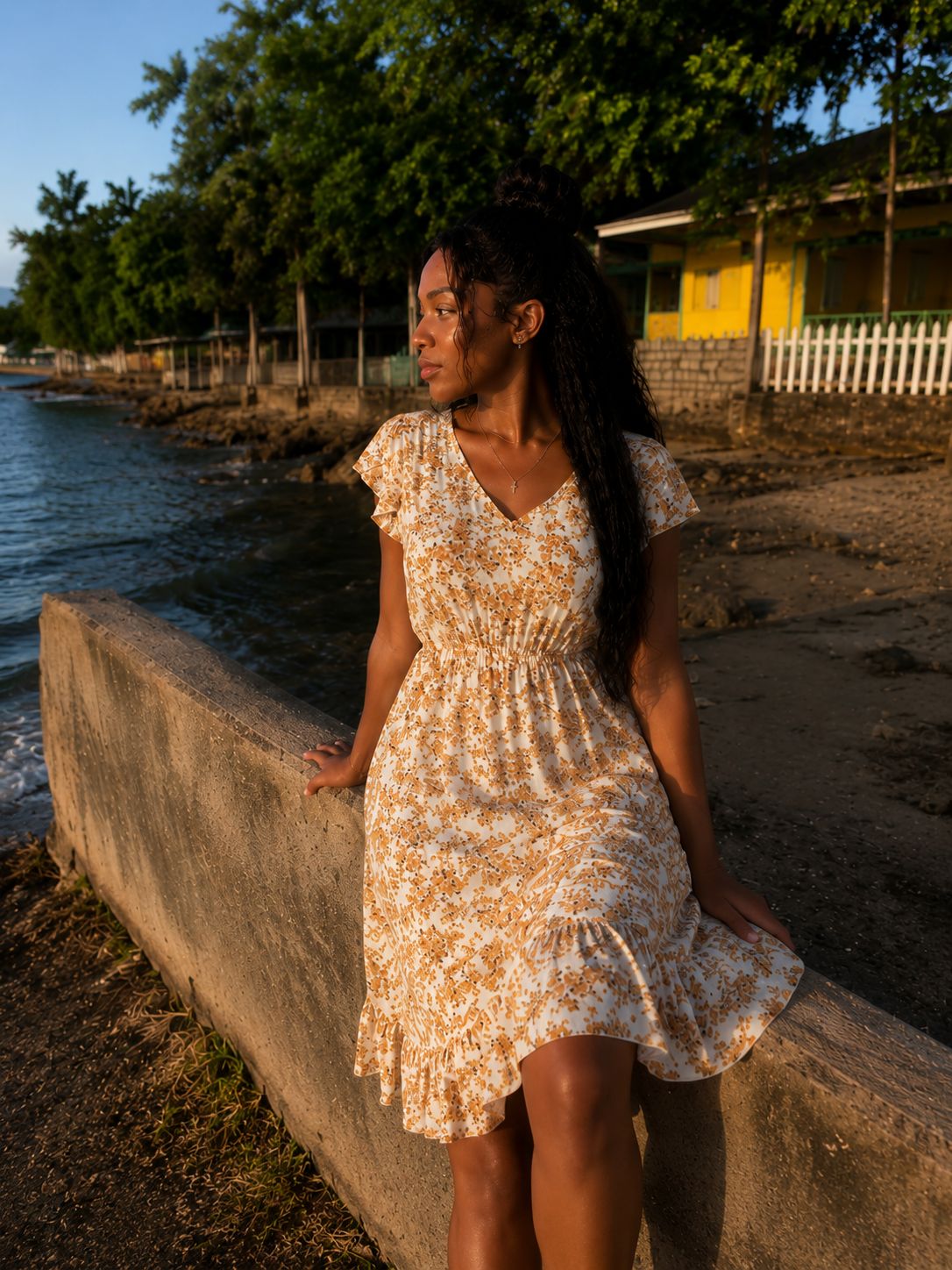 Orange floral breeze dress