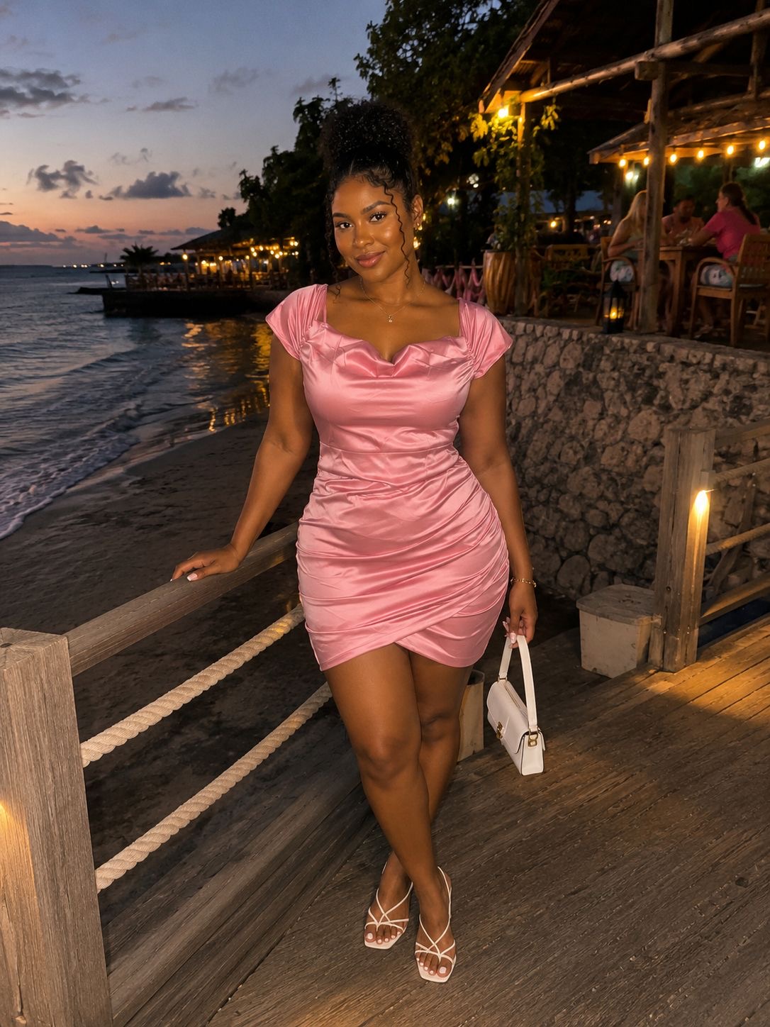 Pink silhouette dress