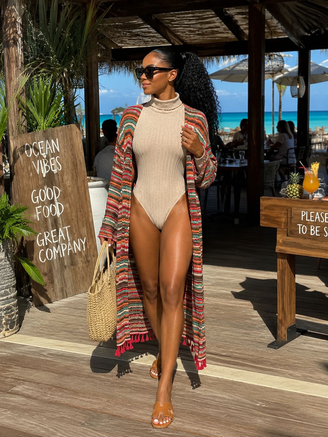 Turkle neck bodysuit & Cover up