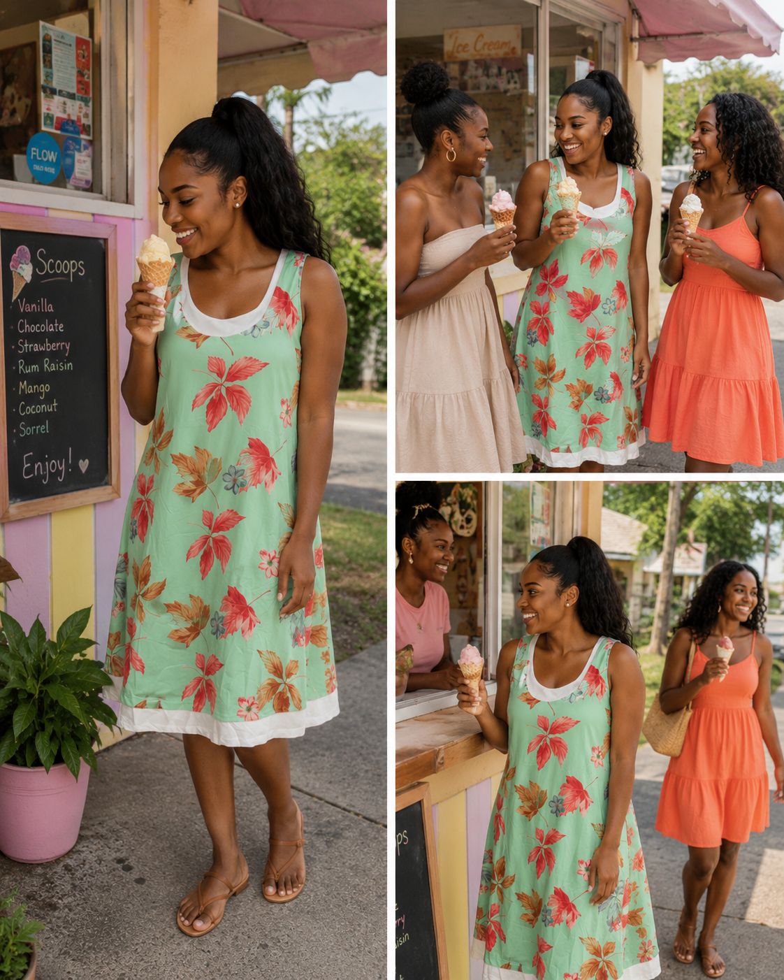Green floral free breeze dress