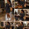 Stripe long sleeve dress