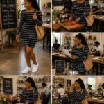 Stripe long sleeve dress