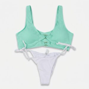 Green & white bikini