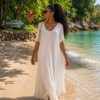 white beach gown
