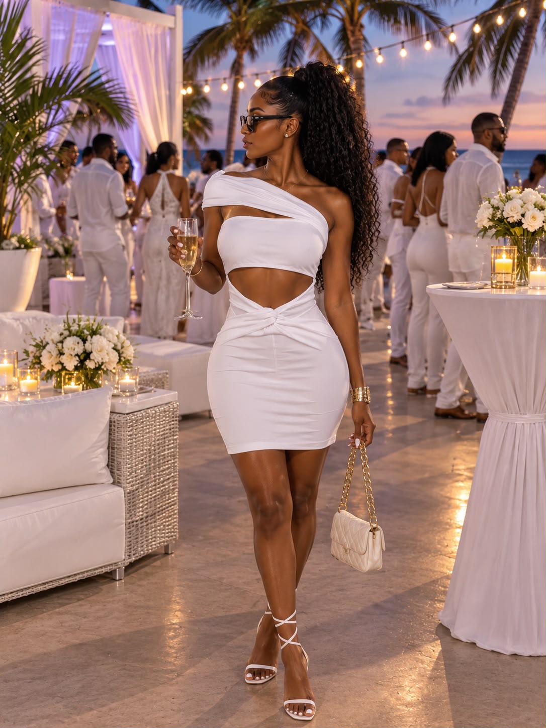 Off-the shoulder,styled white dress