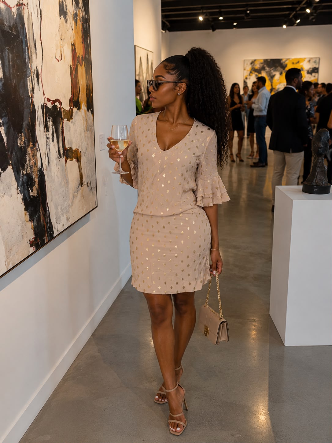 Gold diamonds printed dress