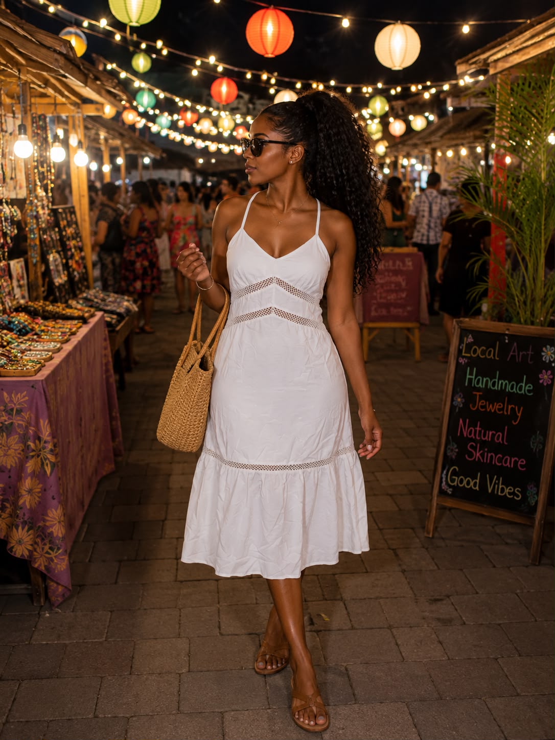 pattern see through white dress