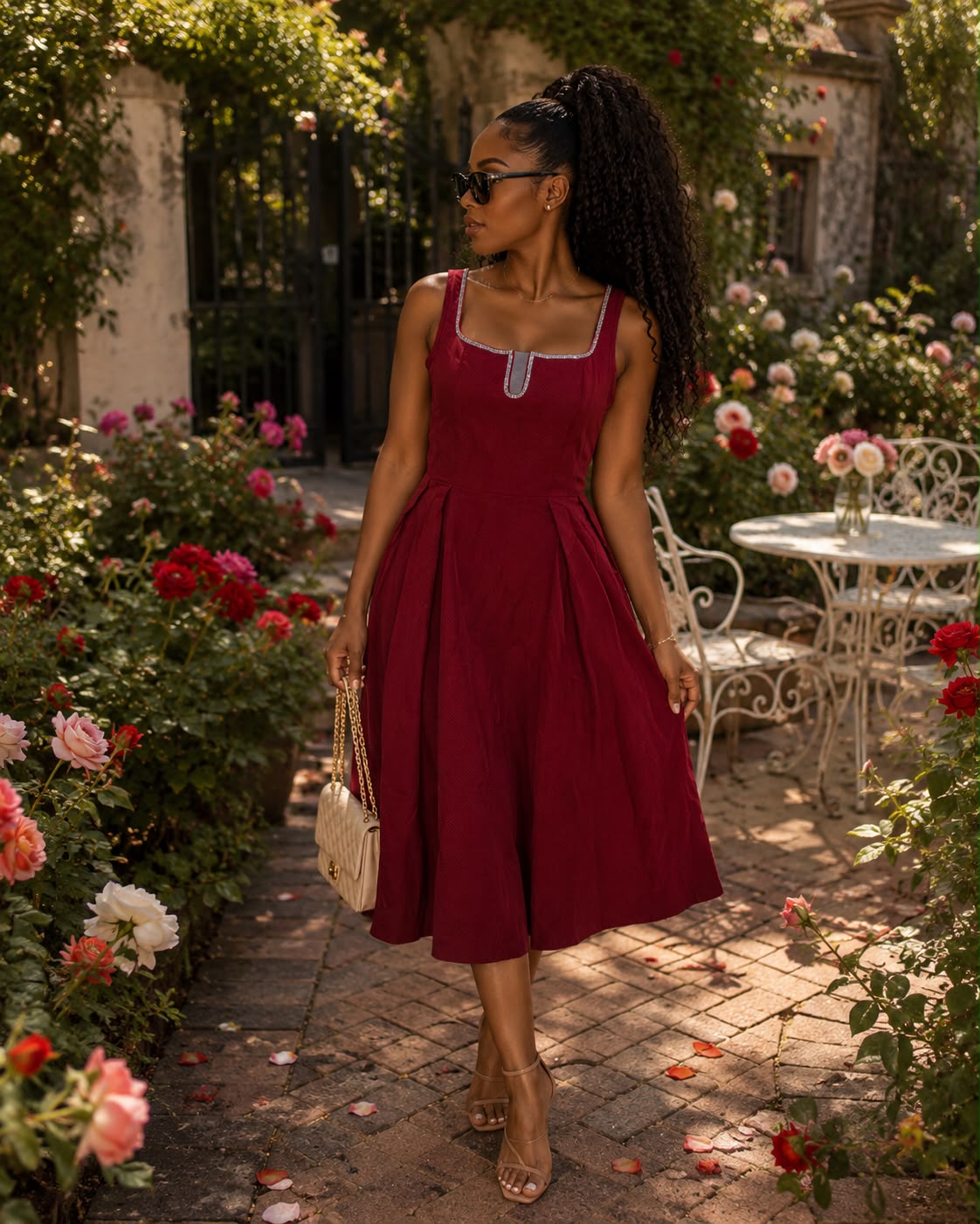 glowing neat red dress